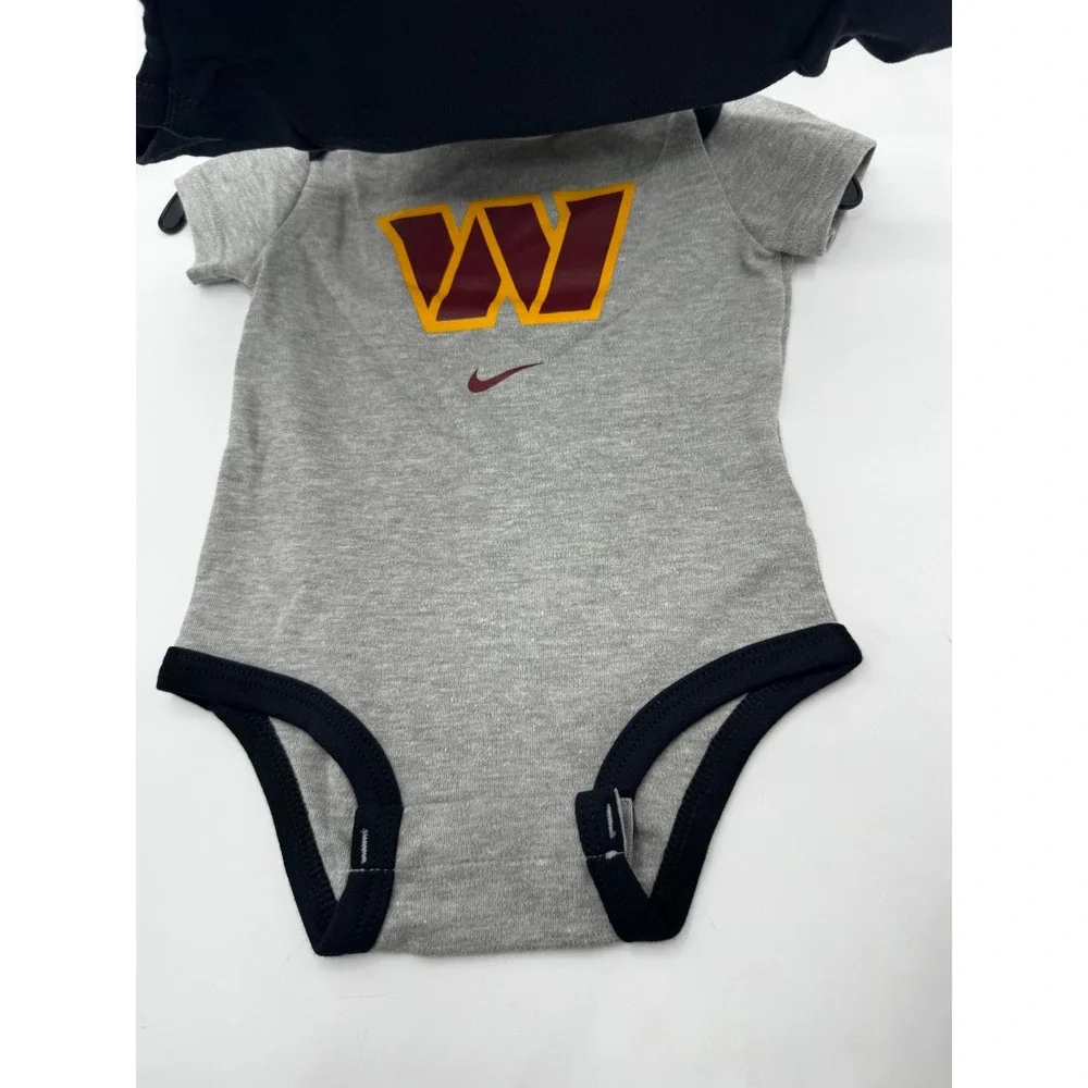 Nike Kids 3/6M Grey/Black Bodysuit NFL Washington Commanders Creeper Set 2 Pack